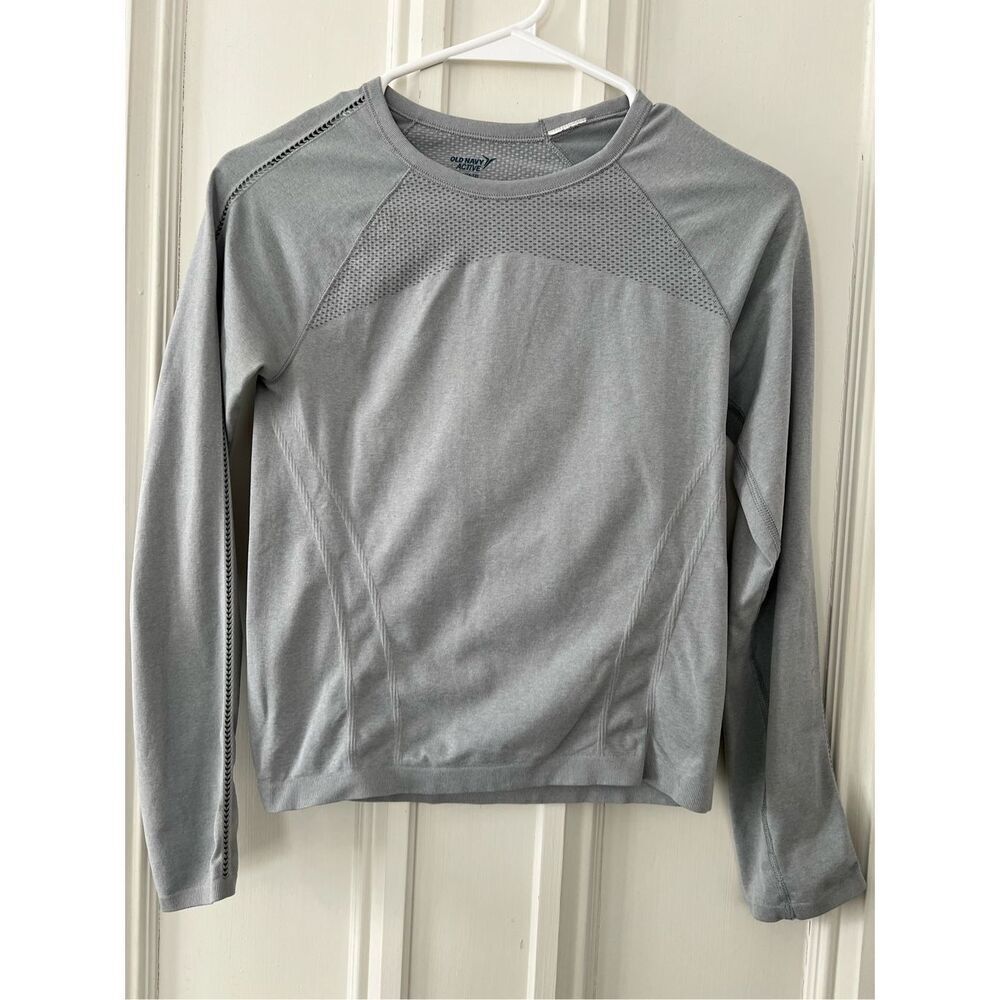 Old Navy active girls light gray long sleeve athletic top 12 L